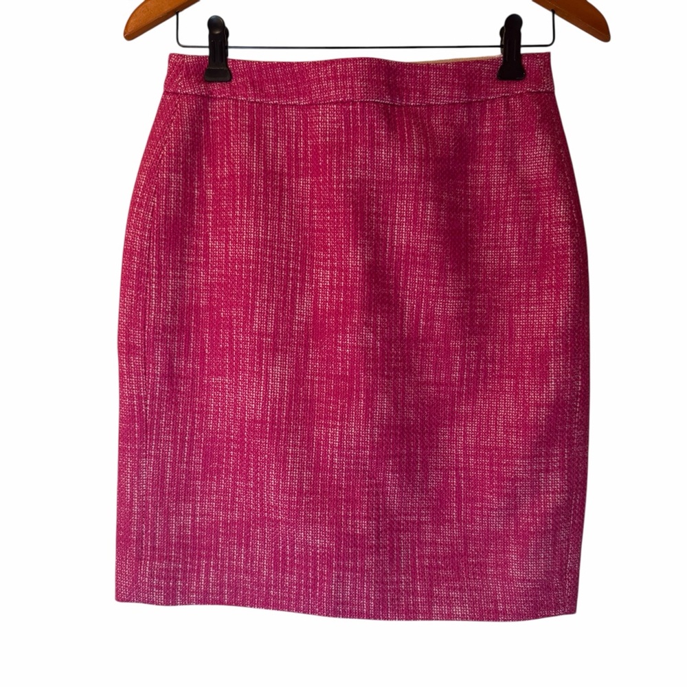 Banana Republic Pink Tweed Pencil Skirt Knee Length Zipper Career Women 0